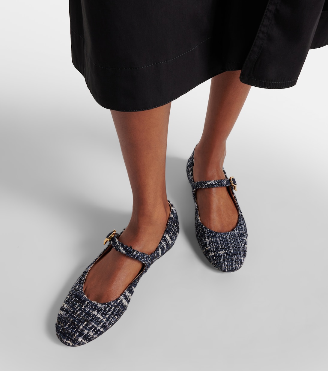 Mary-Jane-Ballerinas Mary Ribbon aus Bouclé | Gianvito Rossi