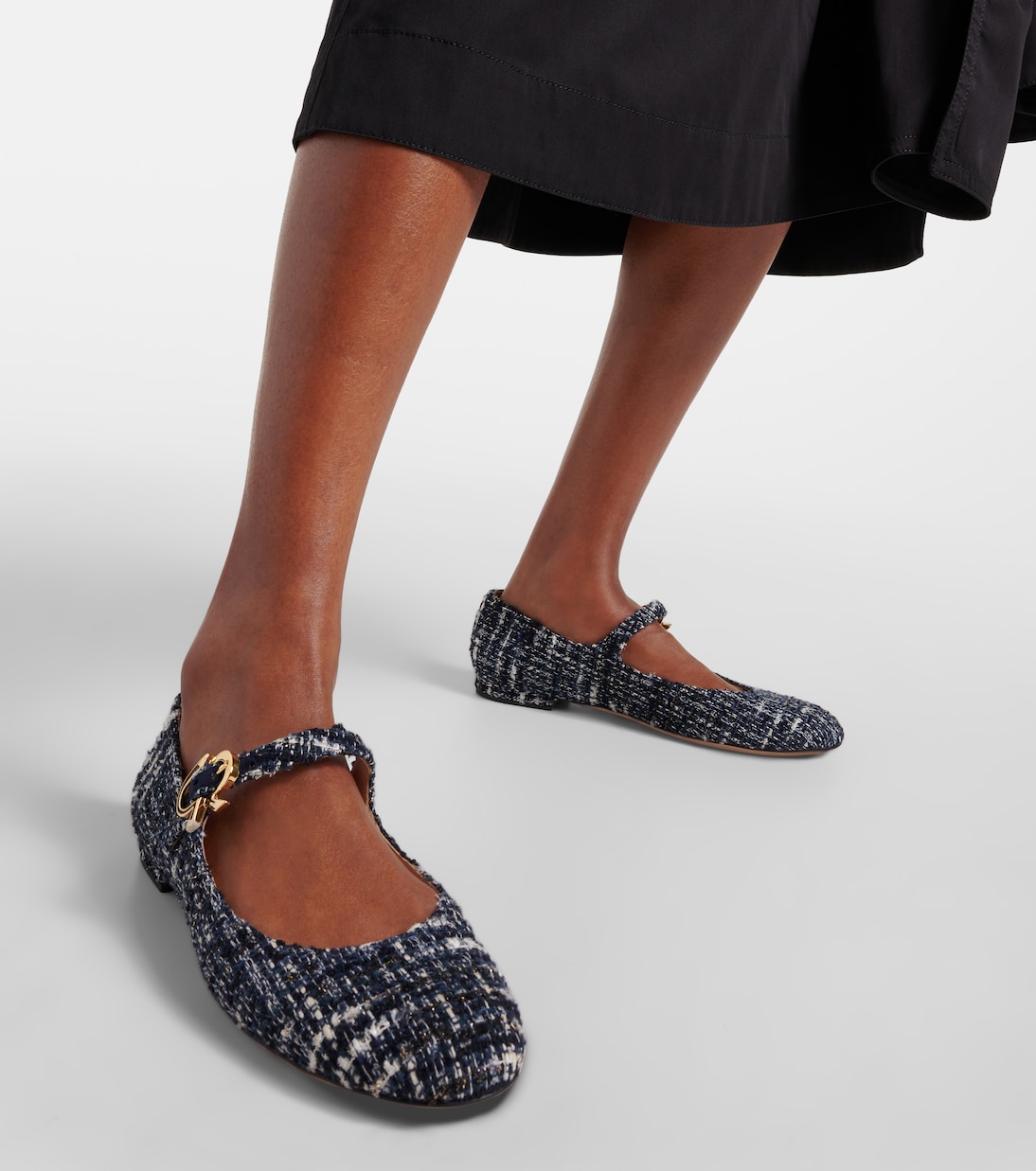 Mary-Jane-Ballerinas Mary Ribbon aus Bouclé | Gianvito Rossi