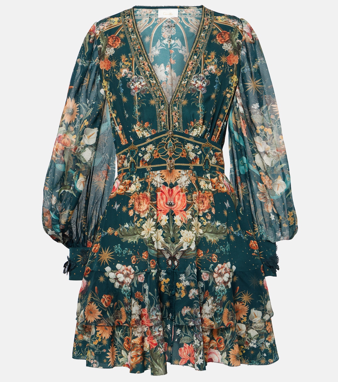 Robe en soie à fleurs et ornements | Camilla