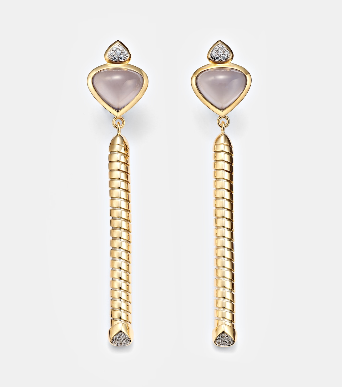 Boucles d'oreilles Trisolina en or 18 ct, calcédoine bleue et diamants | Marina B