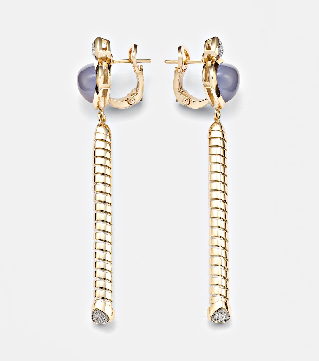 Boucles d'oreilles Trisolina en or 18 ct, calcédoine bleue et diamants | Marina B