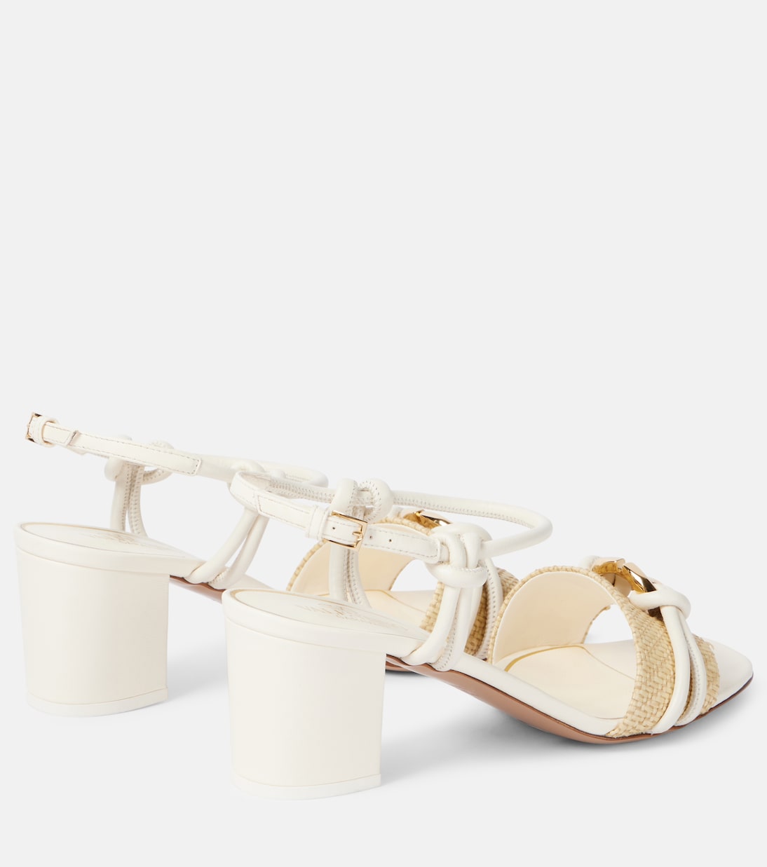 VLogo raffia-trimmed leather sandals | Valentino Garavani