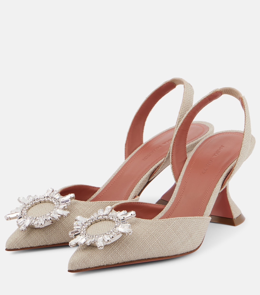 Pumps slingback Begum 70 in canvas | Amina Muaddi