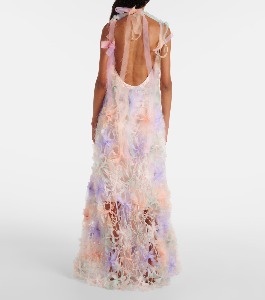 Abito lungo Air-Whirl con applicazioni floreali | Susan Fang
