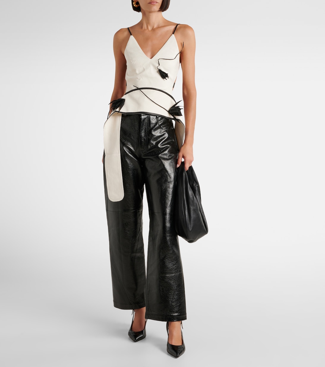 Pantalon ample à taille haute en cuir | Jacques Wei