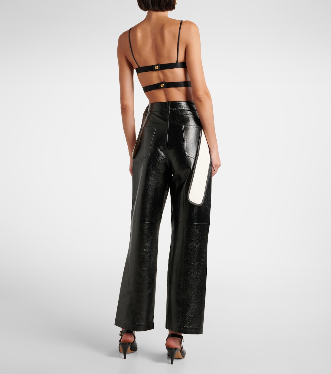 Pantalon ample à taille haute en cuir | Jacques Wei