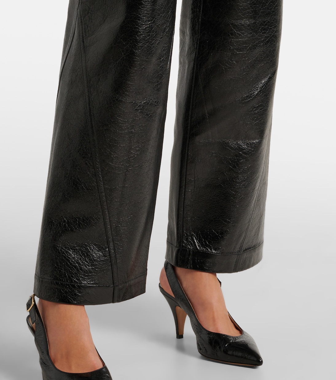 Pantalon ample à taille haute en cuir | Jacques Wei