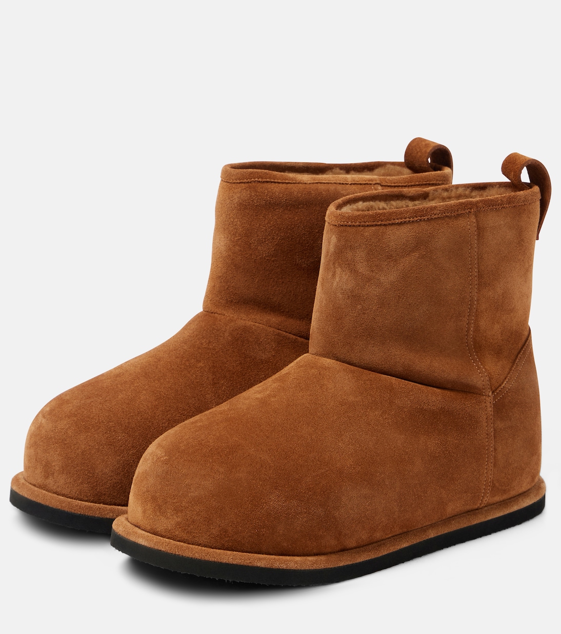 Bottines Heidi en daim et shearling | Amina Muaddi