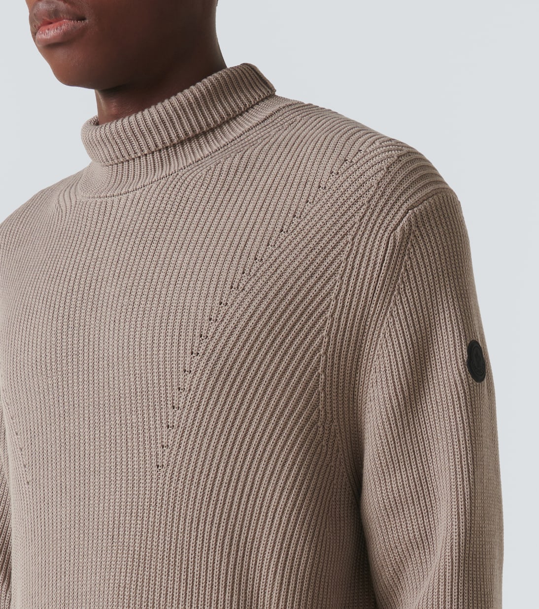 Cotton turtleneck sweater in beige Moncler Mytheresa