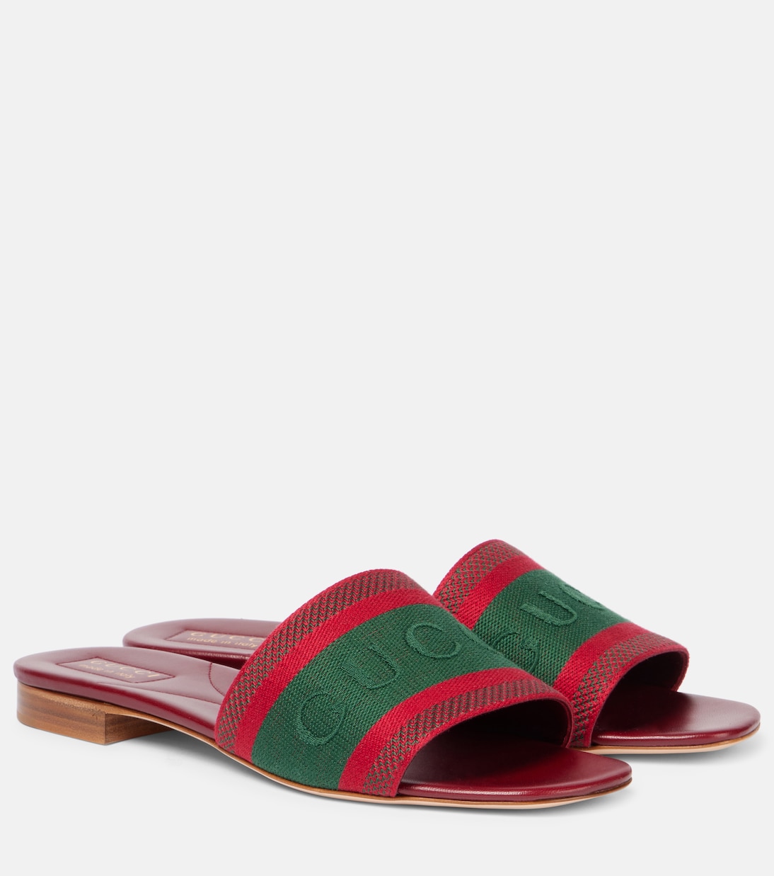 Web Stripe embroidered slides | Gucci