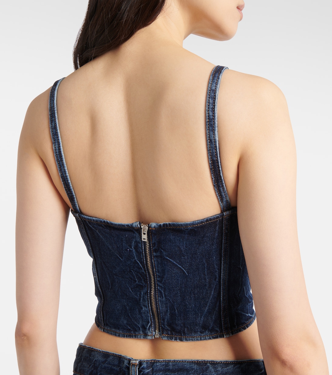 Top cropped di jeans con fiocco | Ganni