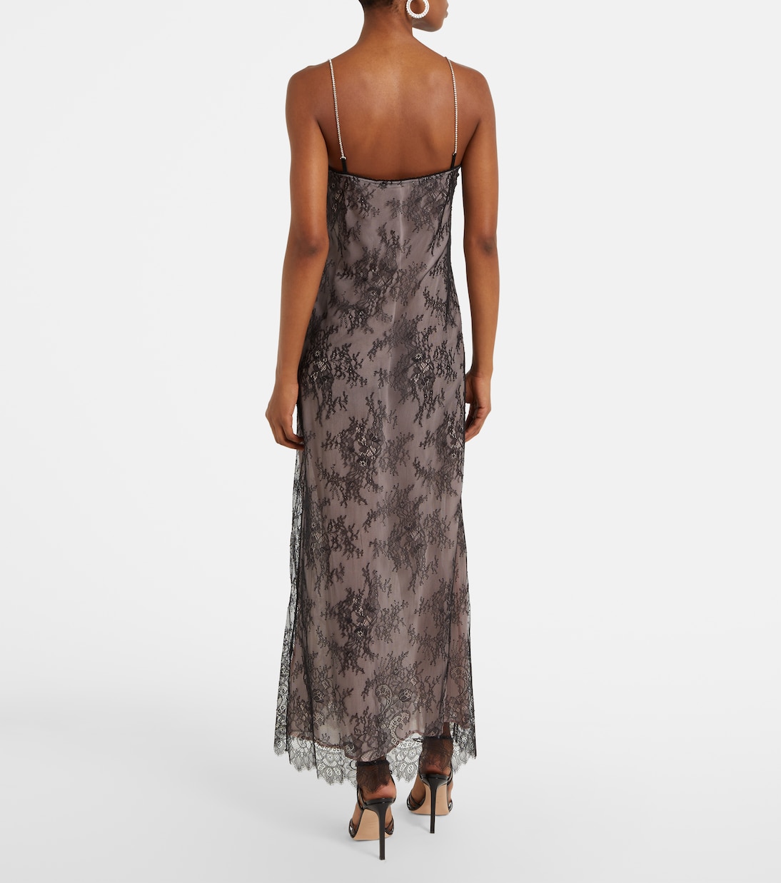 Vestido midi Rebrodé de encaje | Blumarine