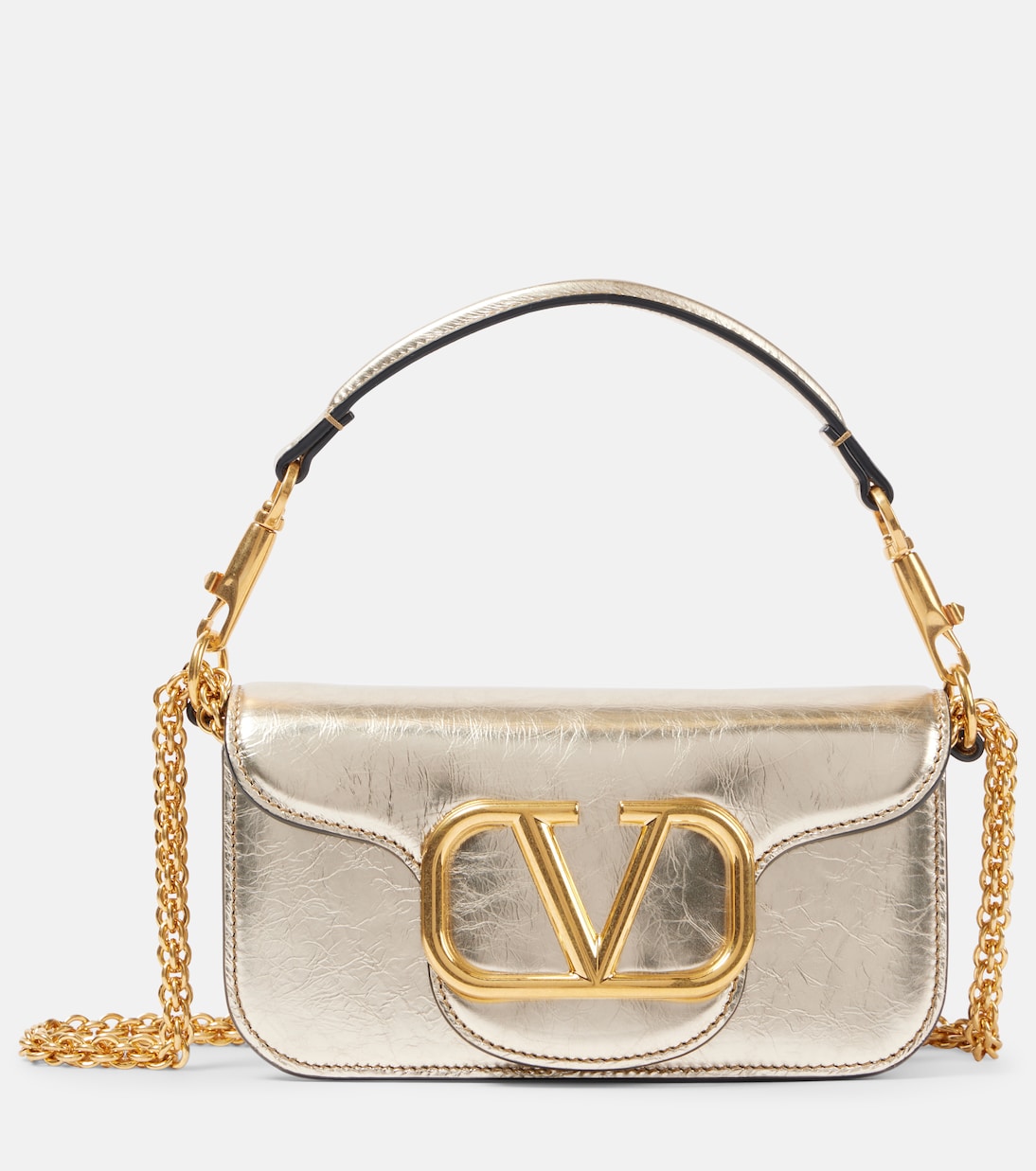 Schultertasche Locò Small aus Metallic-Leder | Valentino Garavani