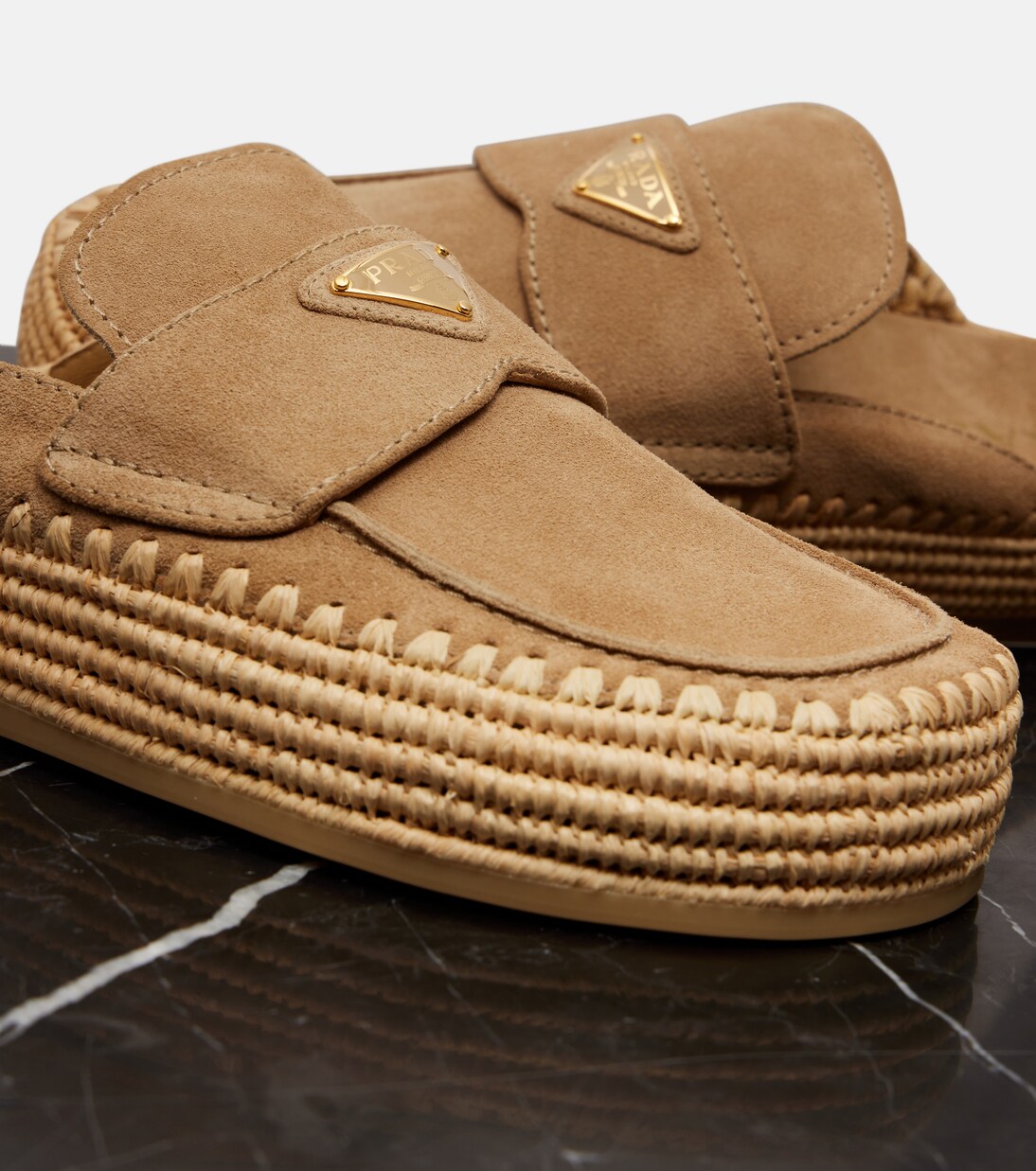 Suede espadrille mules | Prada