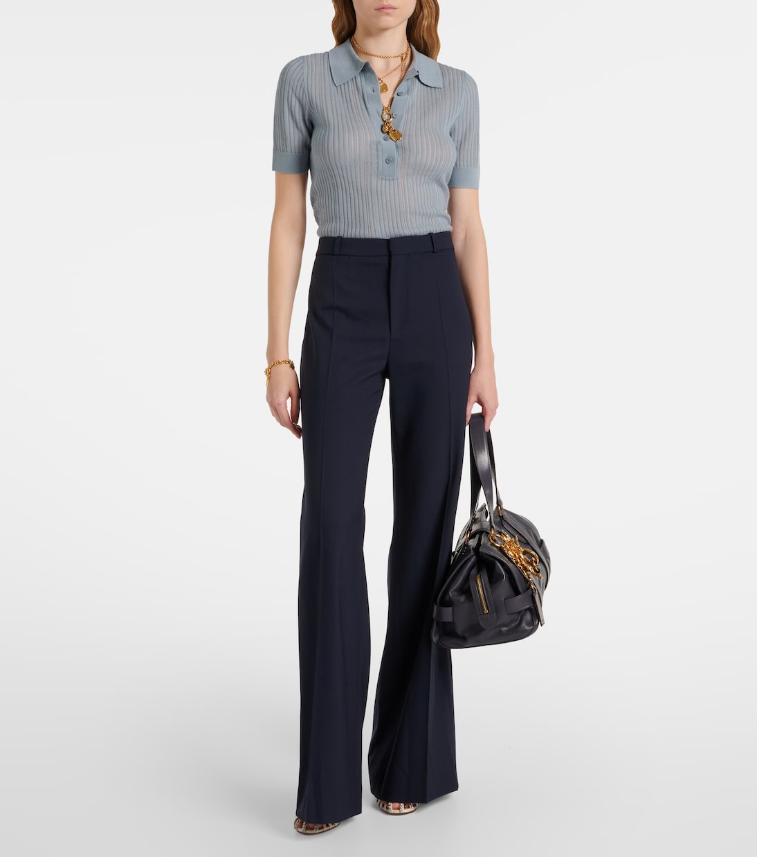 Pantalones anchos de mezcla de lana | Chloé