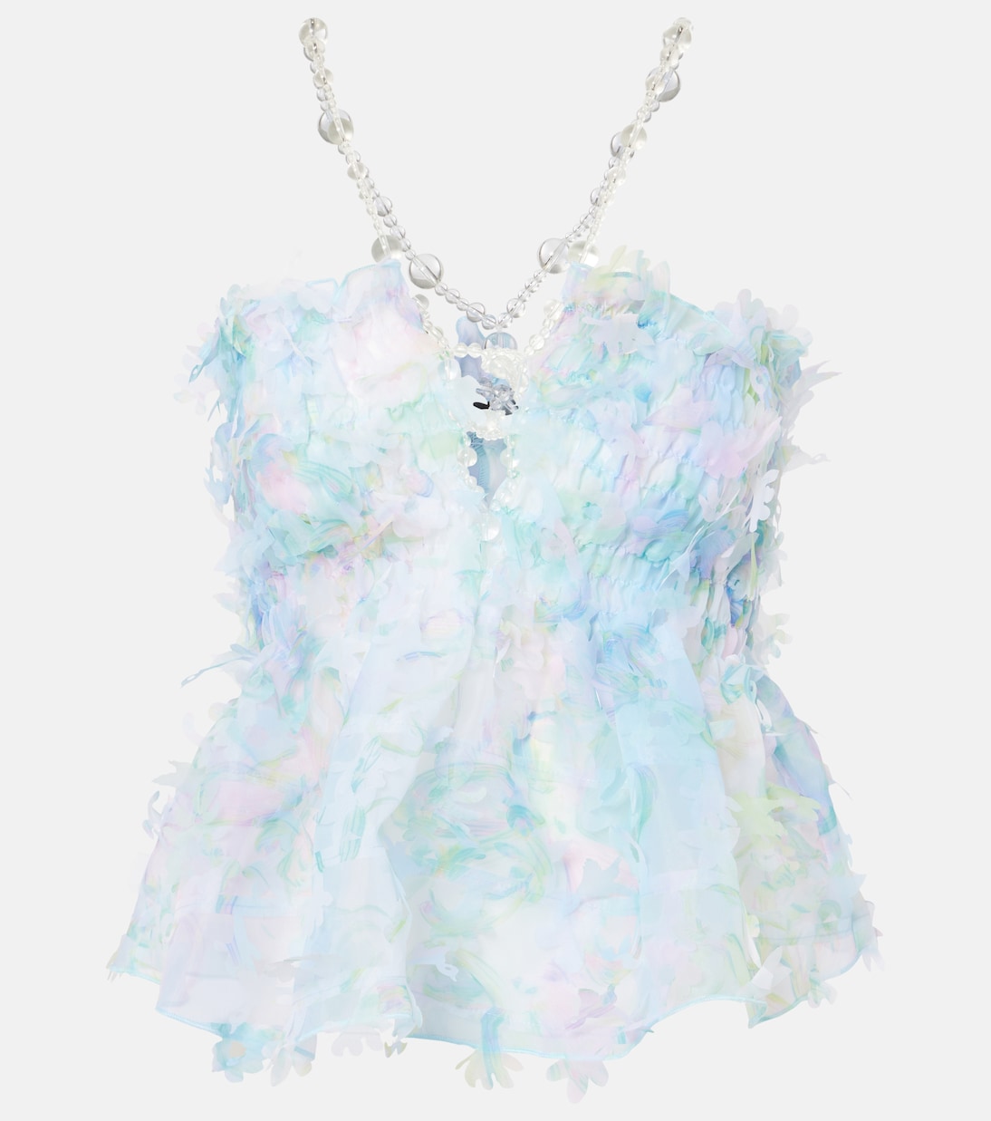 Top en tulle à fleurs et smocks | Susan Fang