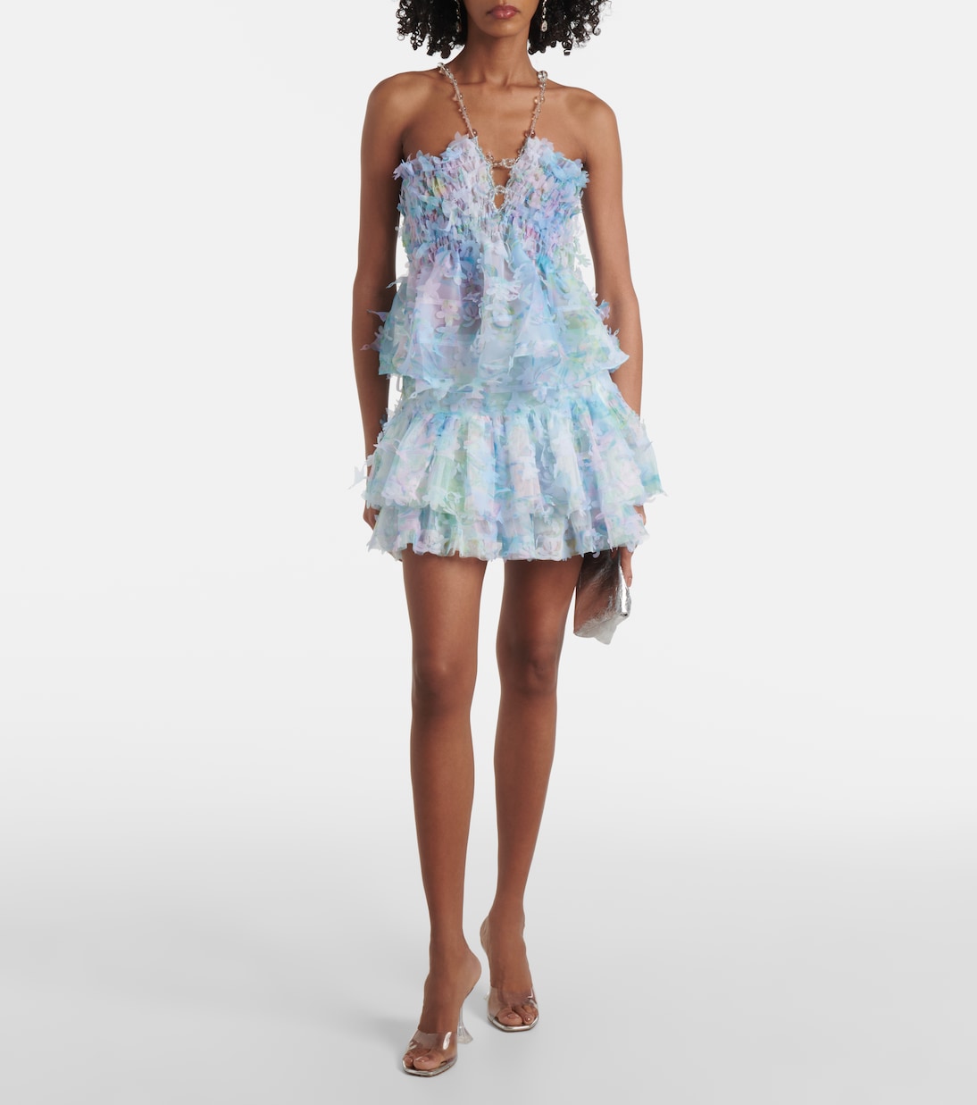 Top en tulle à fleurs et smocks | Susan Fang