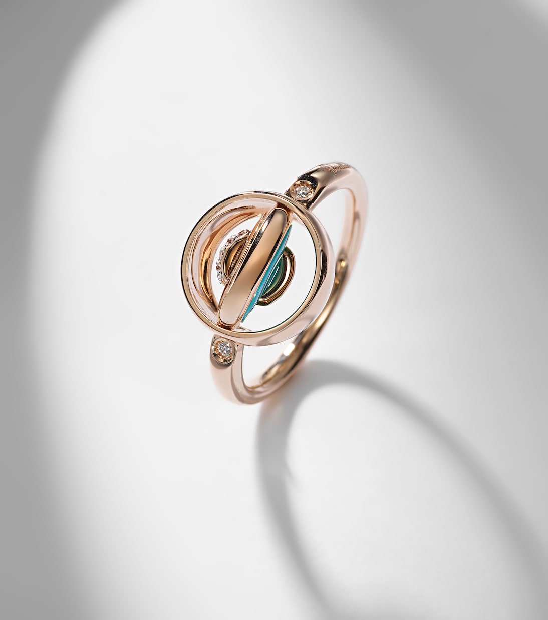Pom Pom Dot 18k rose gold ring with turquoise and diamonds | Pomellato