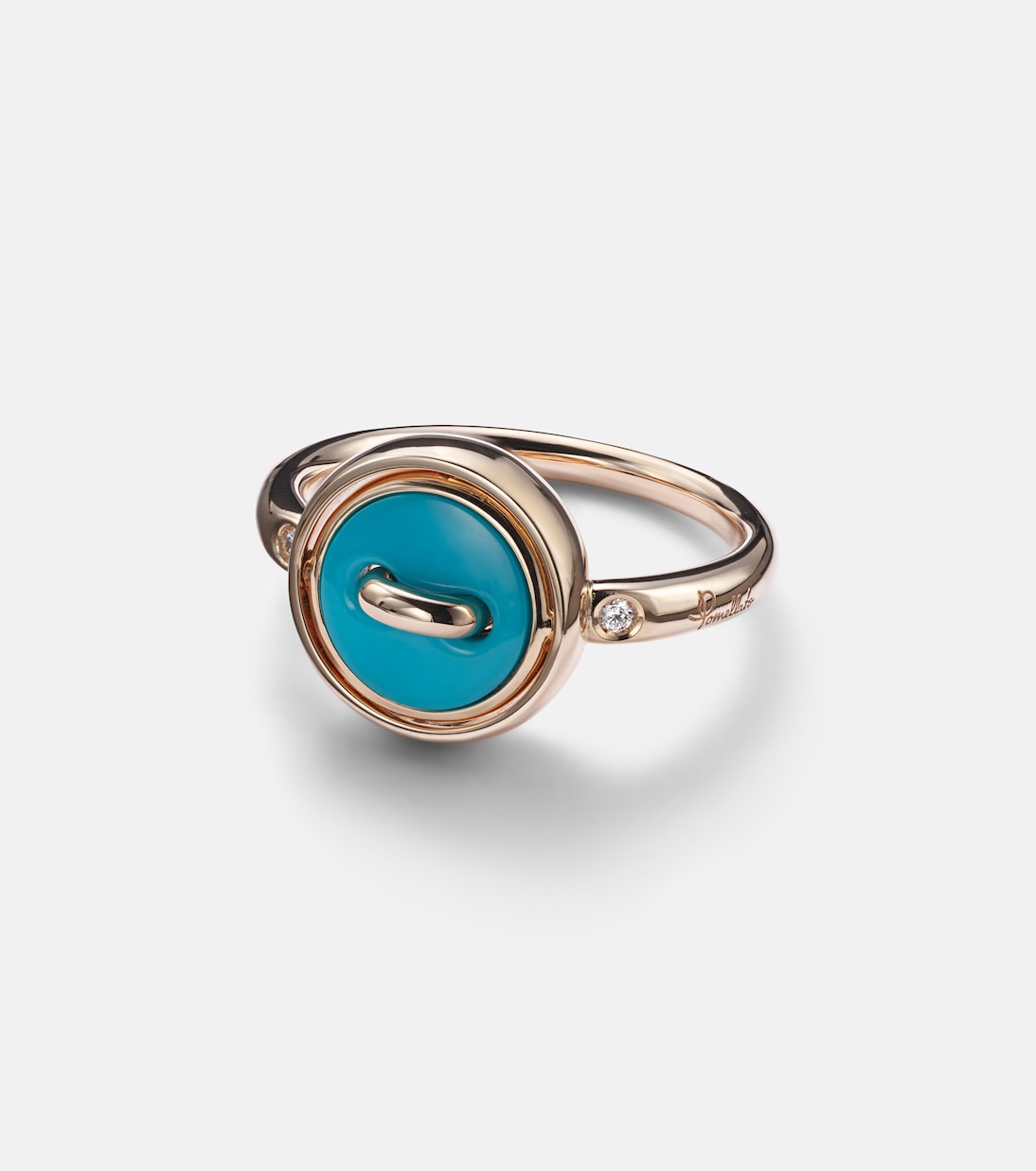 Pom Pom Dot 18k rose gold ring with turquoise and diamonds | Pomellato