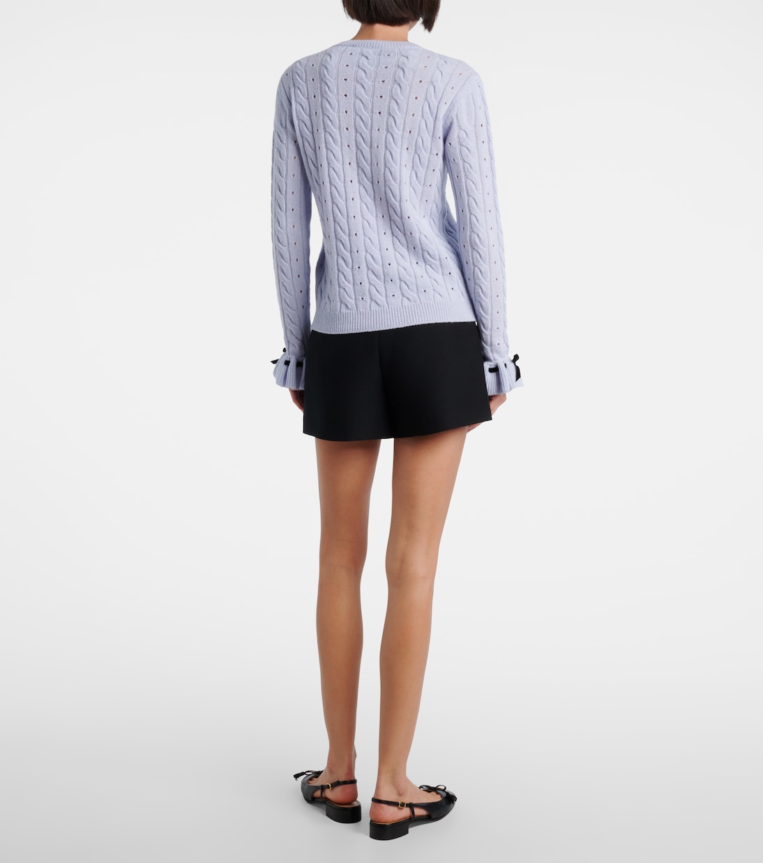 Bow-detail cable-knit virgin wool sweater | Valentino