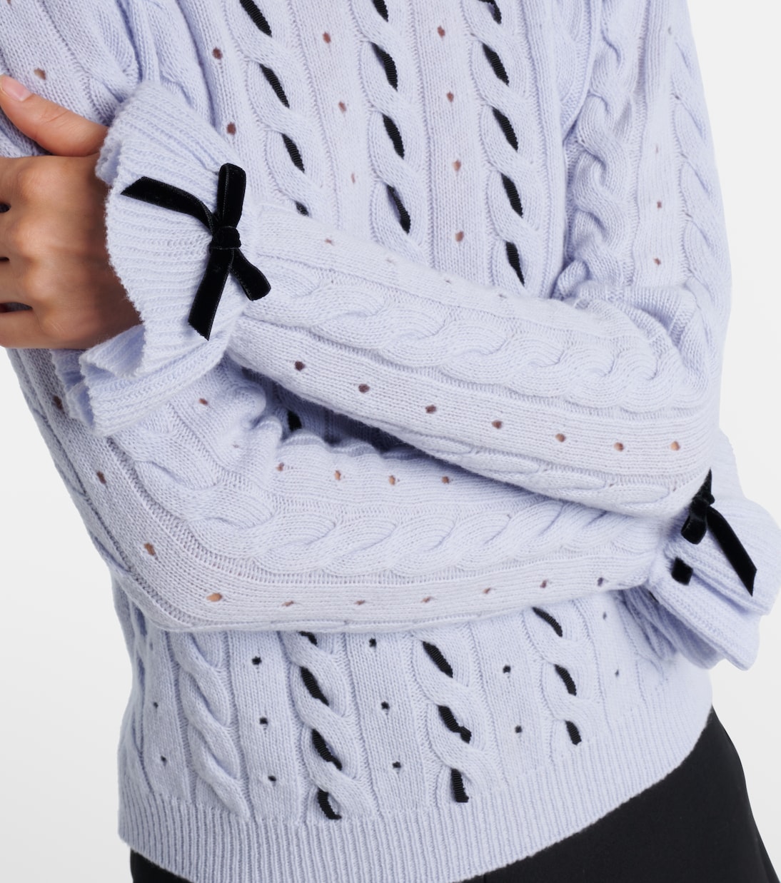 Bow-detail cable-knit virgin wool sweater | Valentino