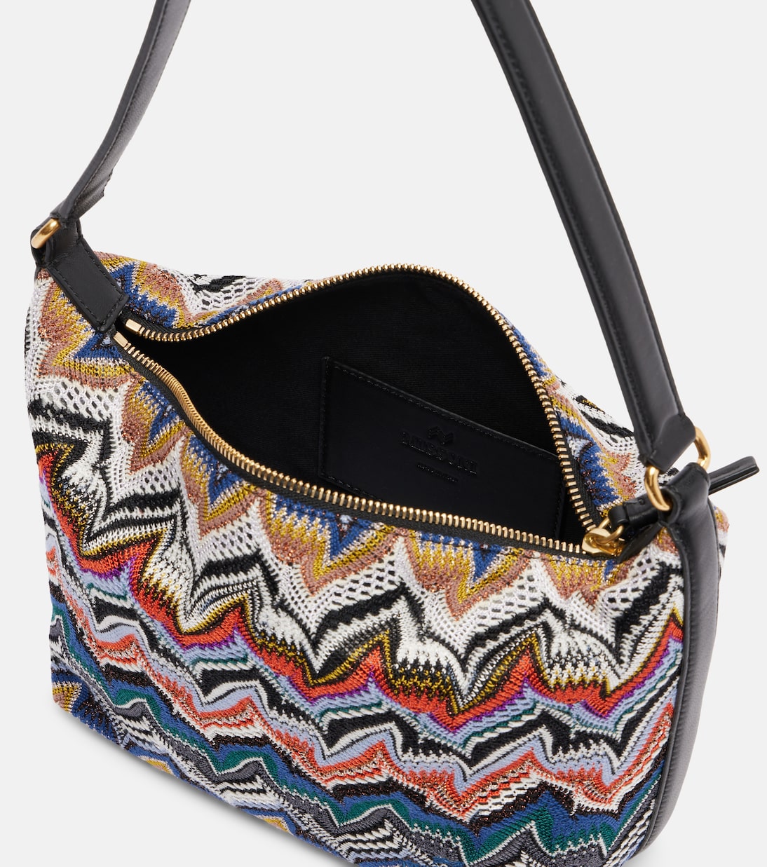 Zigzag leather-trimmed shoulder bag | Missoni