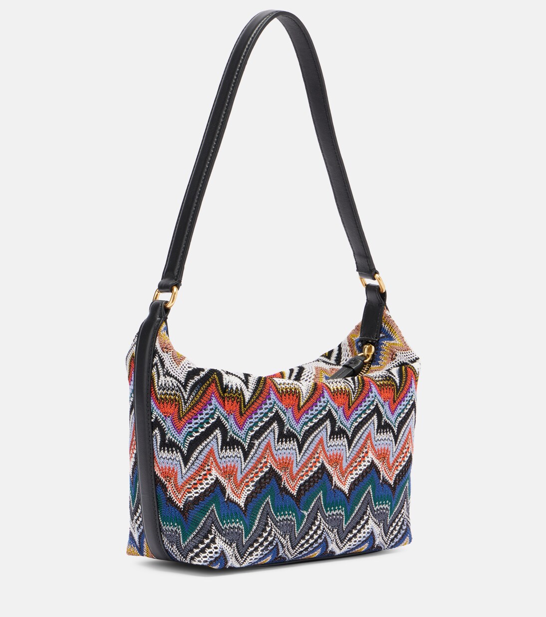 Zigzag leather-trimmed shoulder bag | Missoni