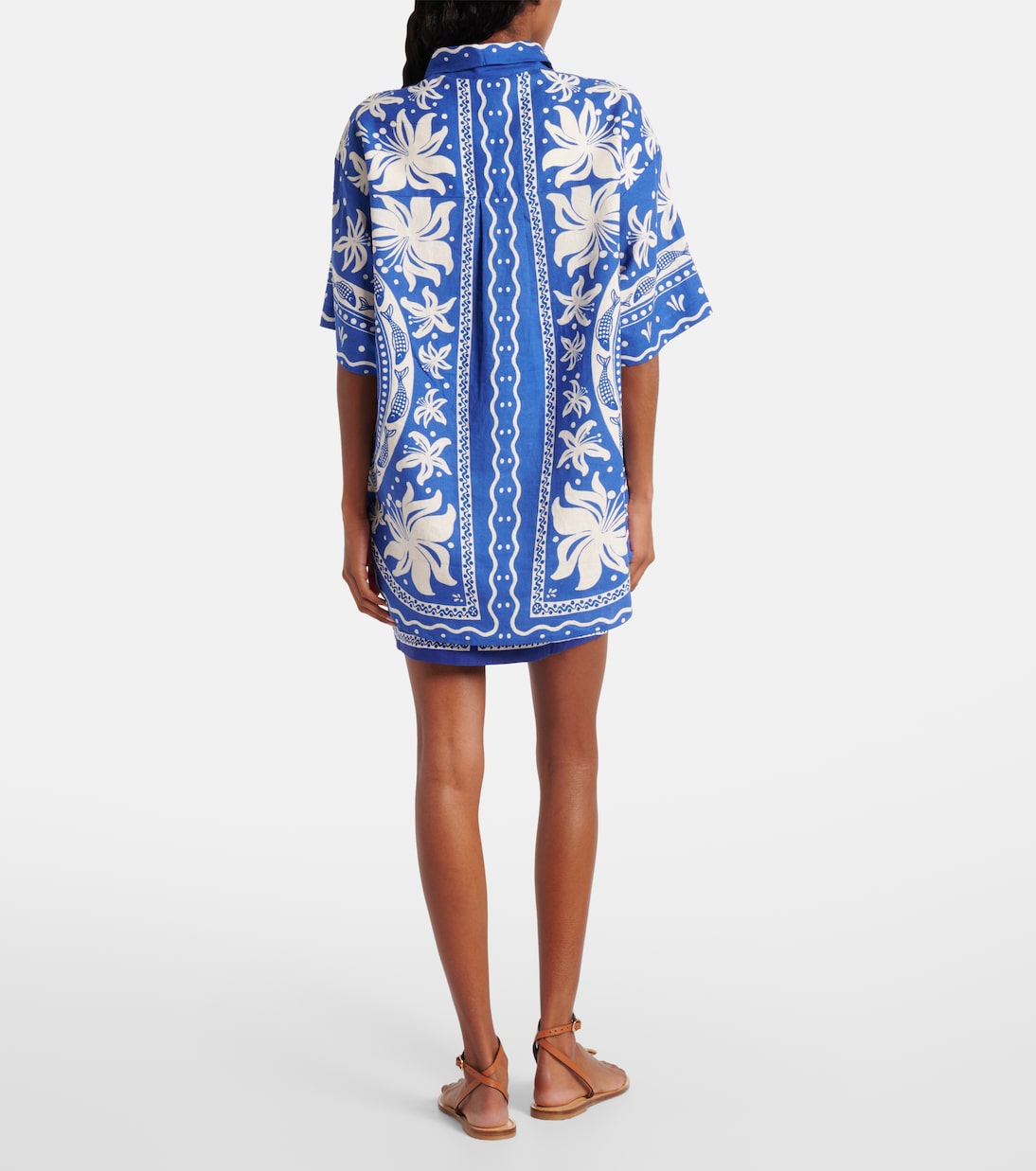 Ocean Scarf printed linen-blend shirt | Farm Rio