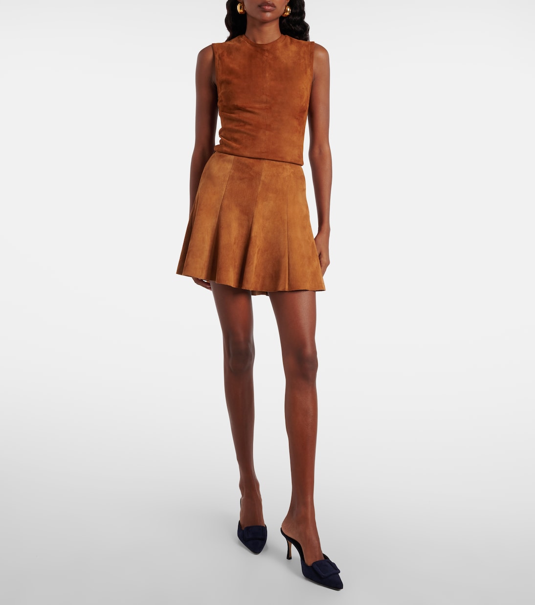 Mila pleated suede miniskirt | Stouls