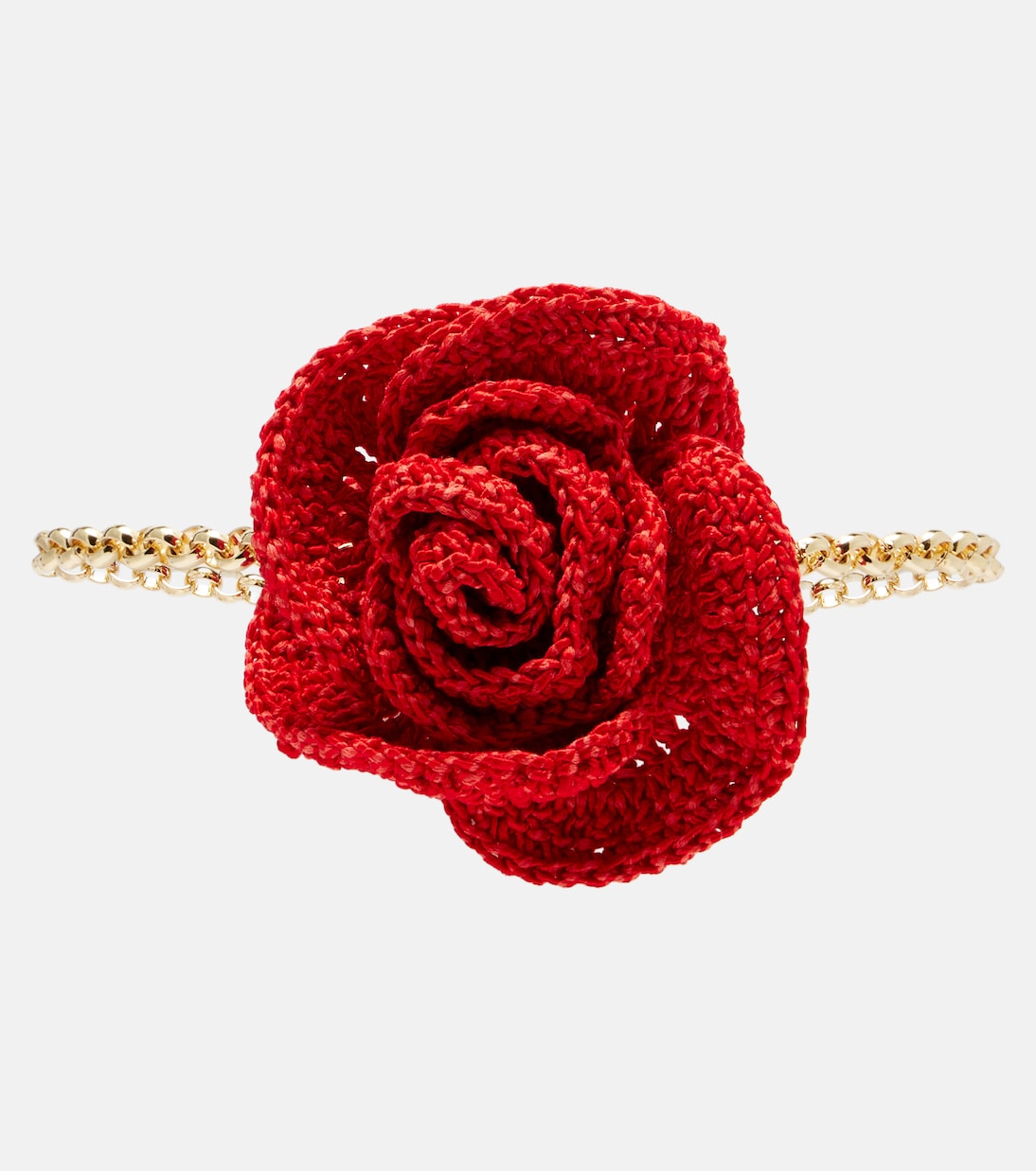 Crochet floral-appliqué gold-plated necklace | Magda Butrym