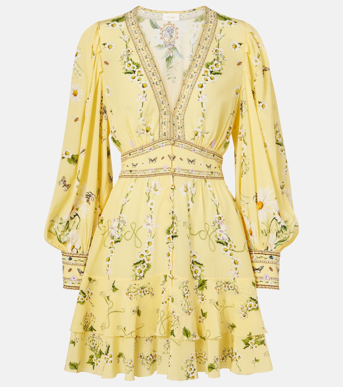 Abito corto Daisy Chains in seta | Camilla