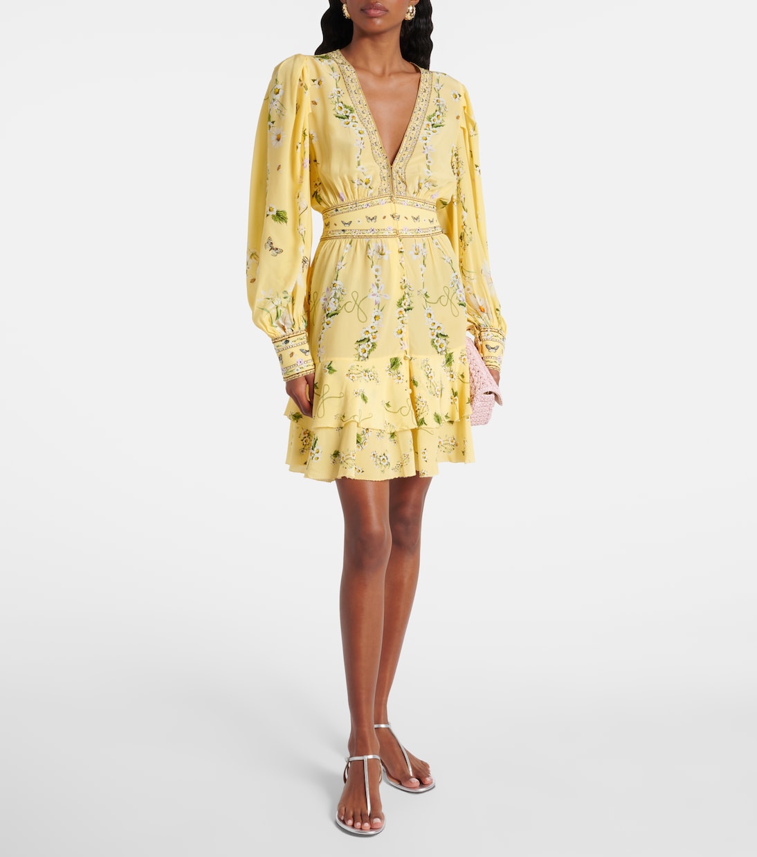 Abito corto Daisy Chains in seta | Camilla