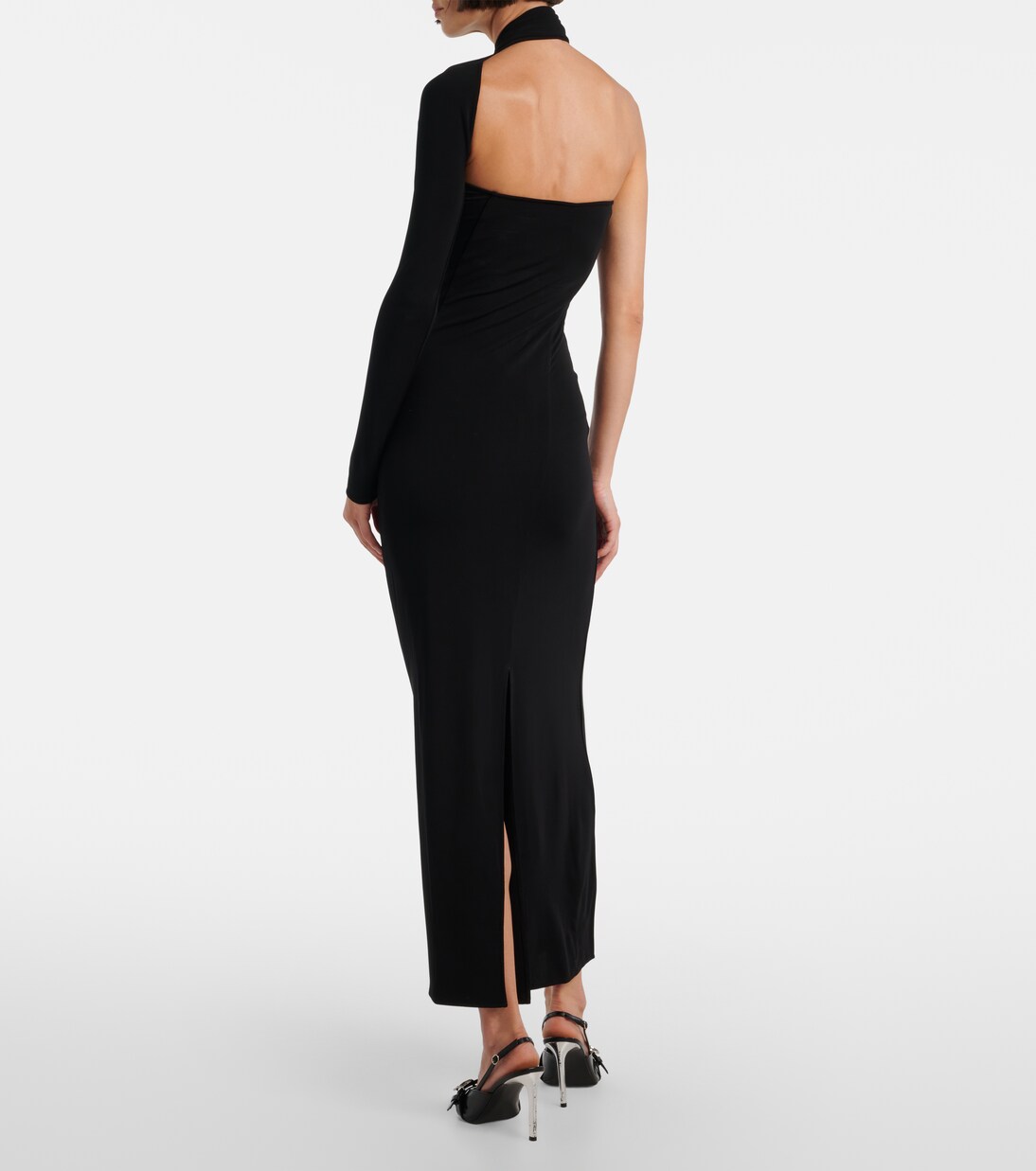 One-shoulder crêpe maxi dress | Courrèges