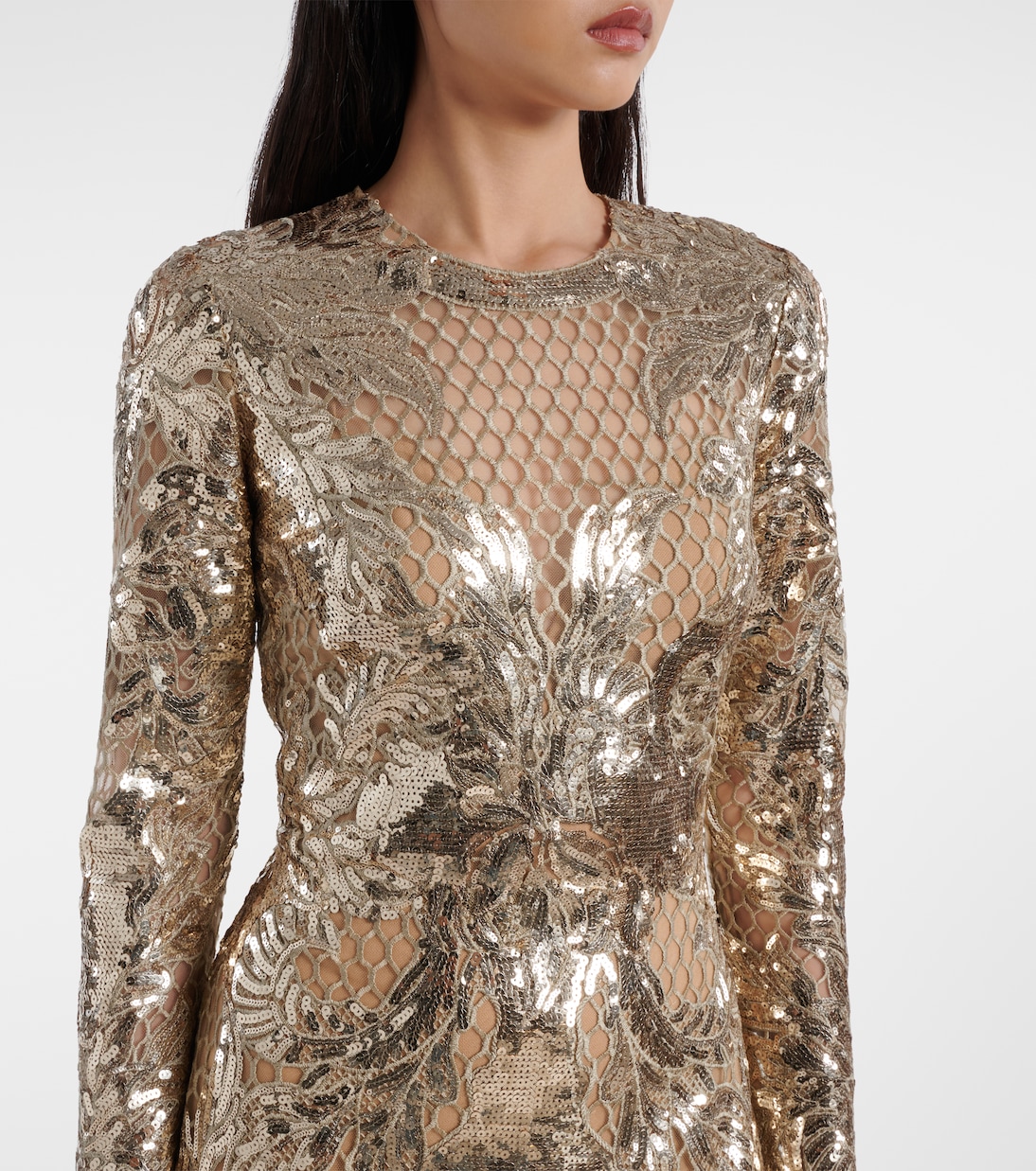 Vestido de fiesta de tul bordado con lentejuelas | Elie Saab