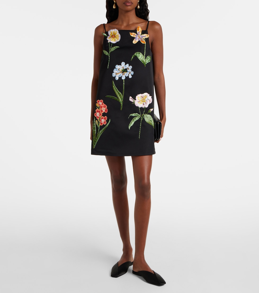 Vestido corto Leia con aplique floral | Leo Lin