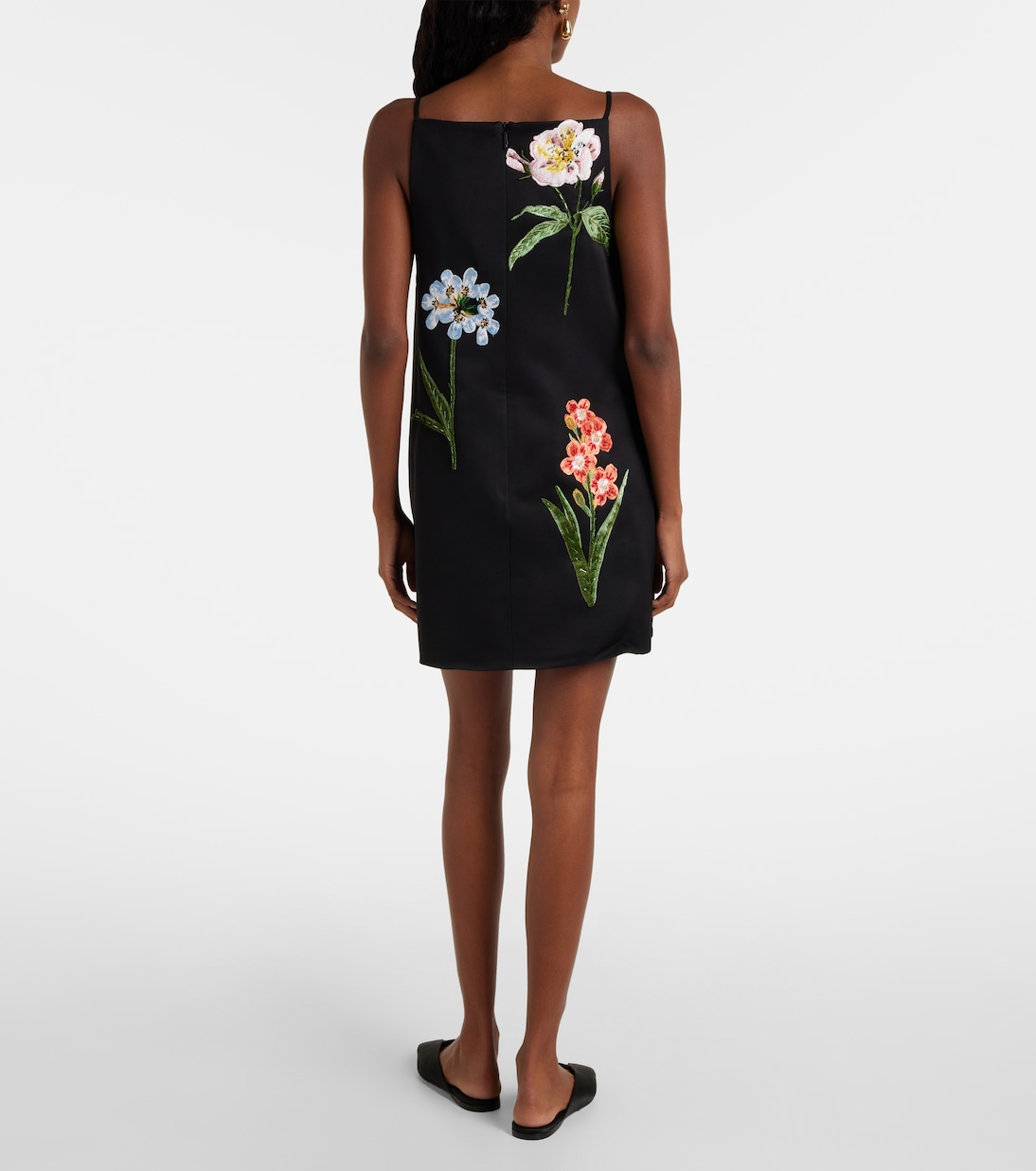 Vestido corto Leia con aplique floral | Leo Lin