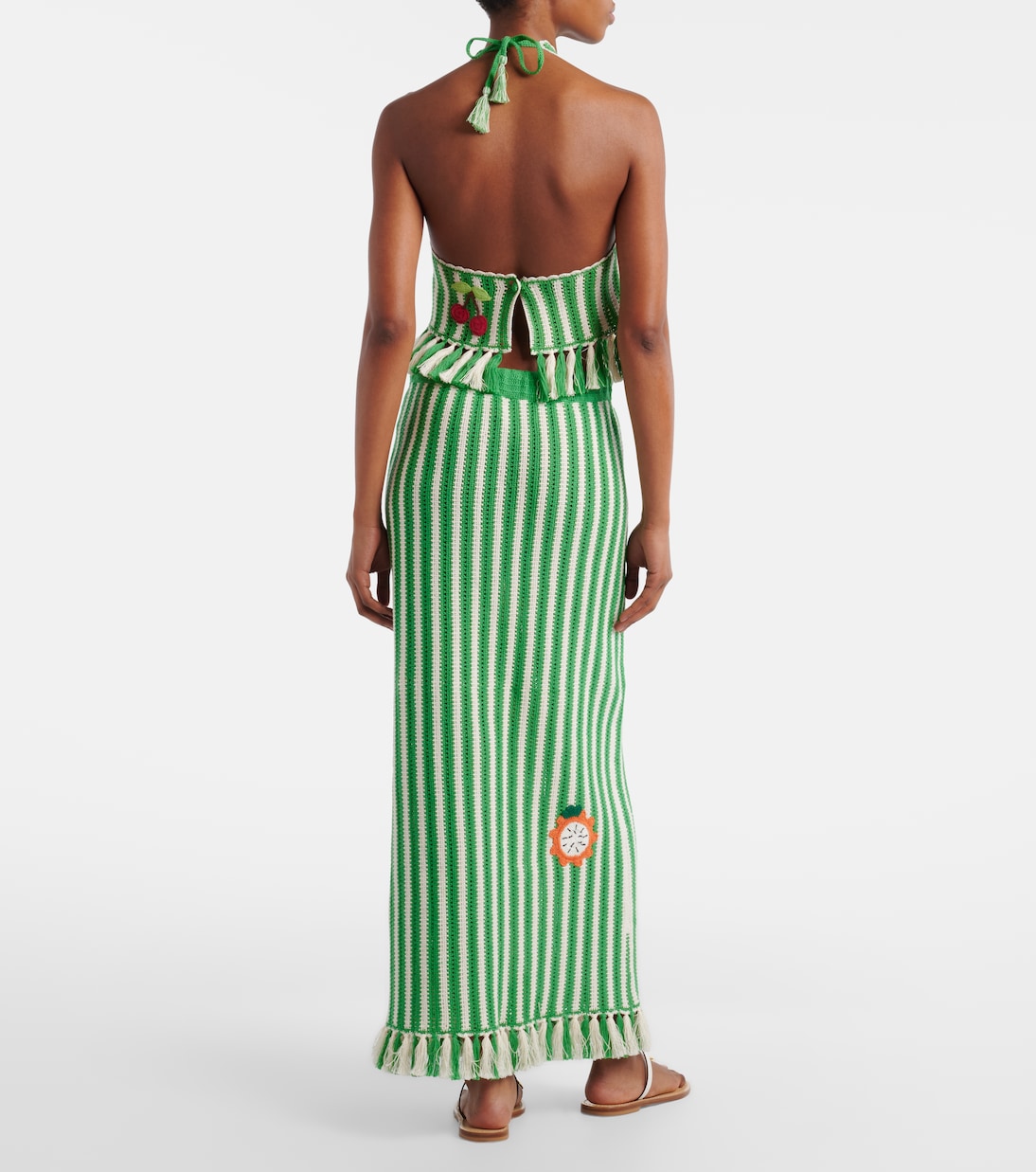 Sundae crochet embroidered cotton maxi skirt | Alémais