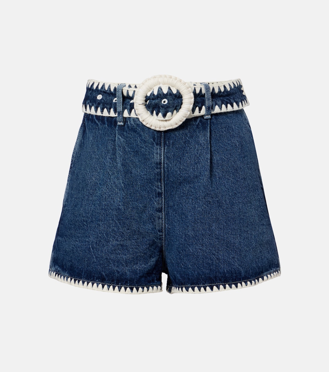 Crochet-trimmed denim shorts | Farm Rio