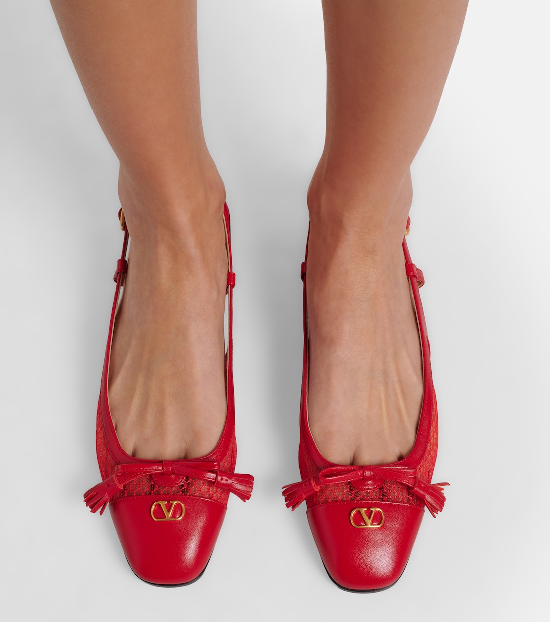 Valet Du Roi leather and mesh slingback flats | Valentino Garavani