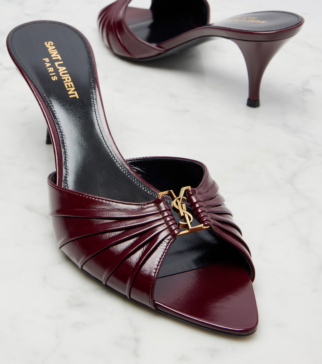 Babylone Cassandre 60 leather mules | Saint Laurent