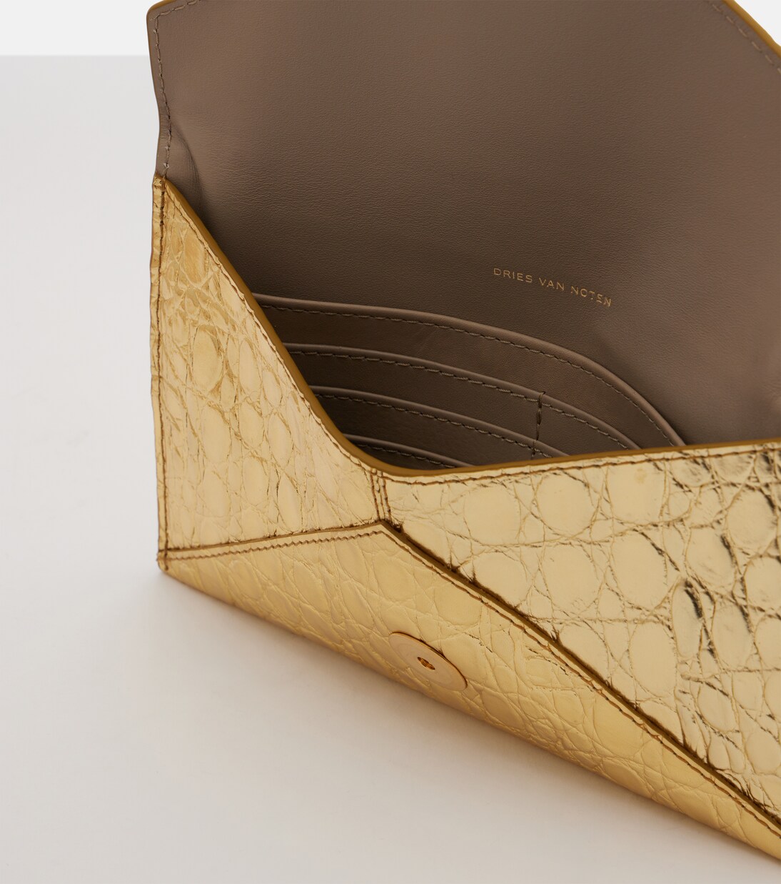 Embossed metallic leather clutch | Dries Van Noten