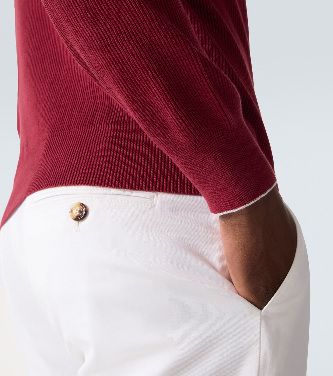 Jersey acanalado de algodón con cremallera parcial | Brunello Cucinelli