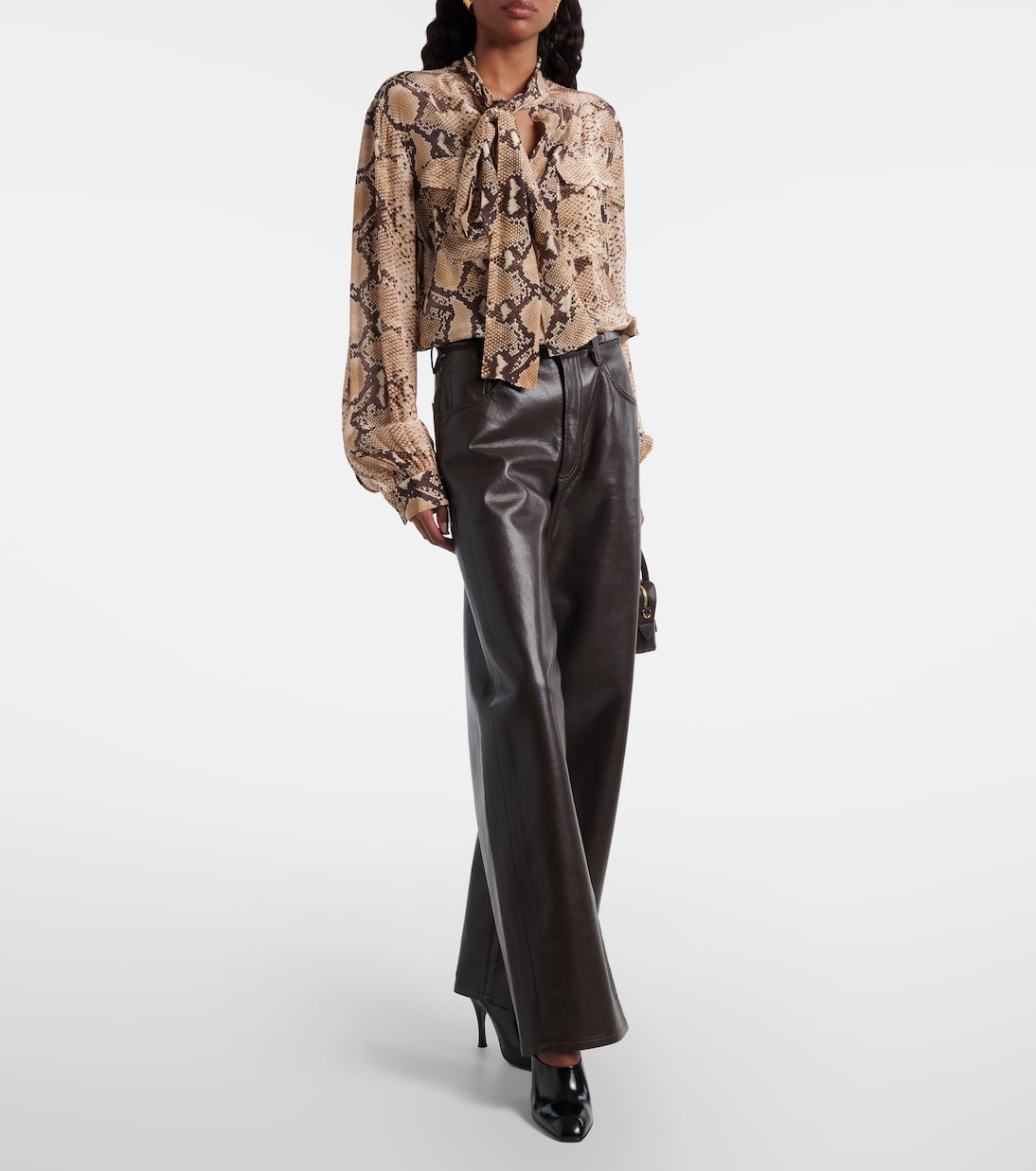 Snake-print tie-neck blouse | 7 For All Mankind