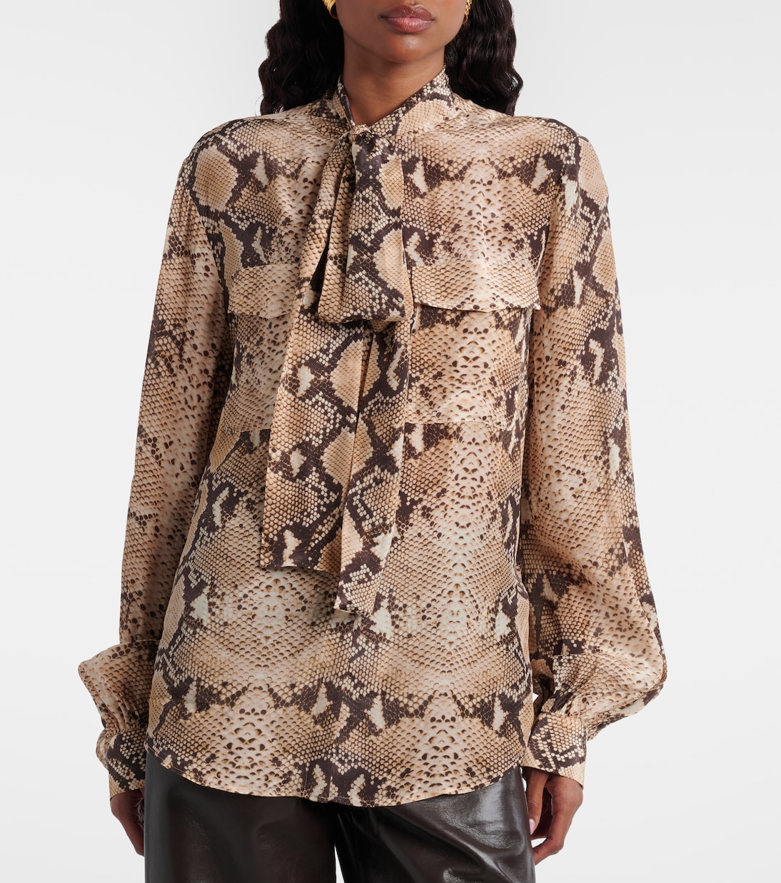 Snake-print tie-neck blouse | 7 For All Mankind