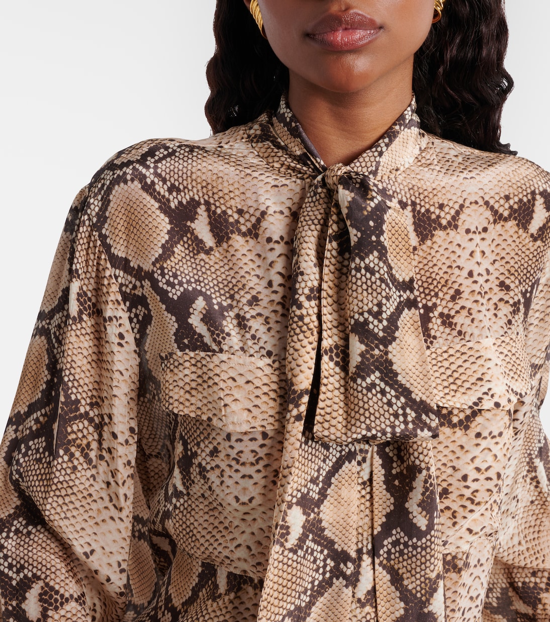 Snake-print tie-neck blouse | 7 For All Mankind