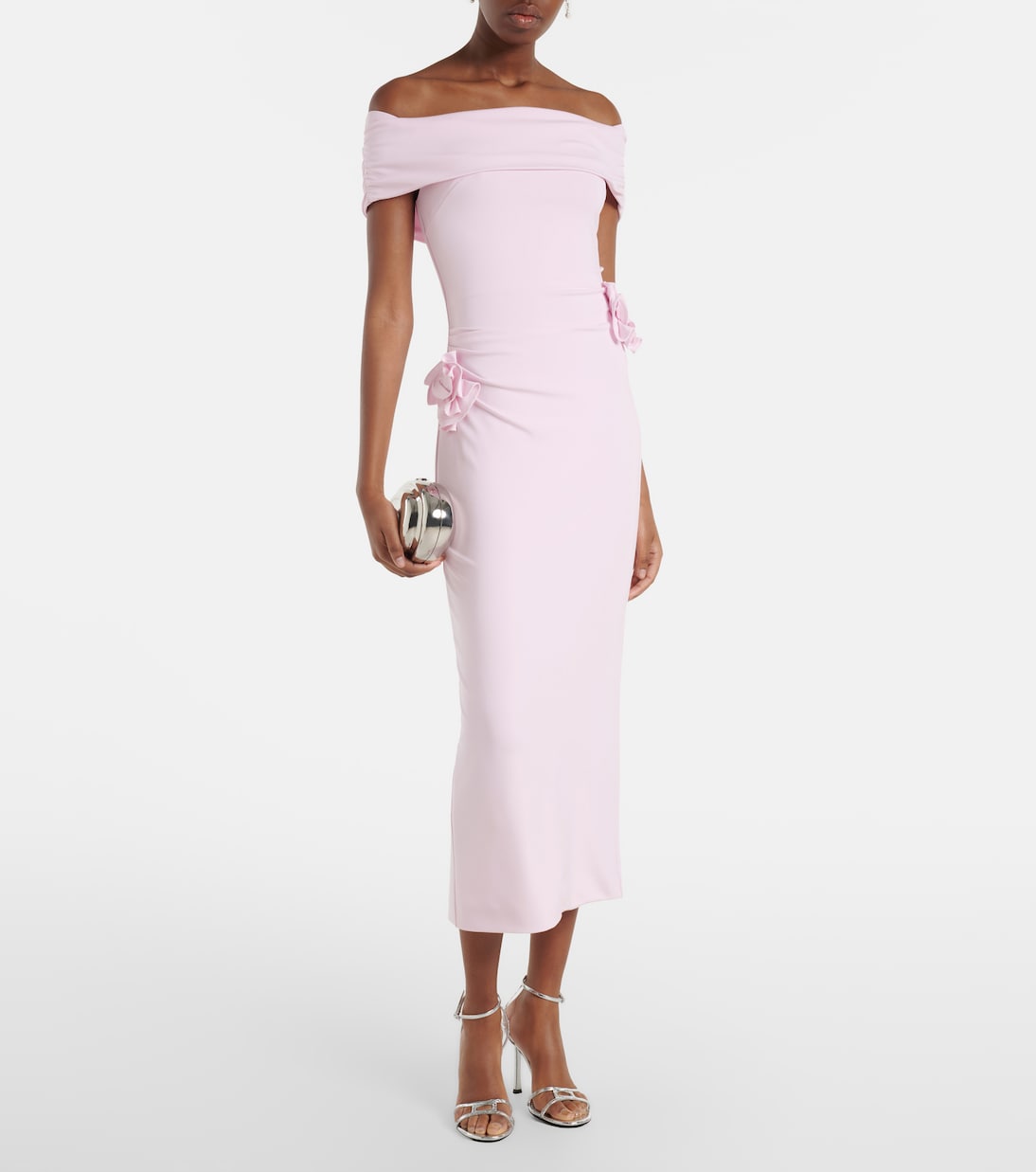 Vestido midi de jersey con aplique floral | Roland Mouret
