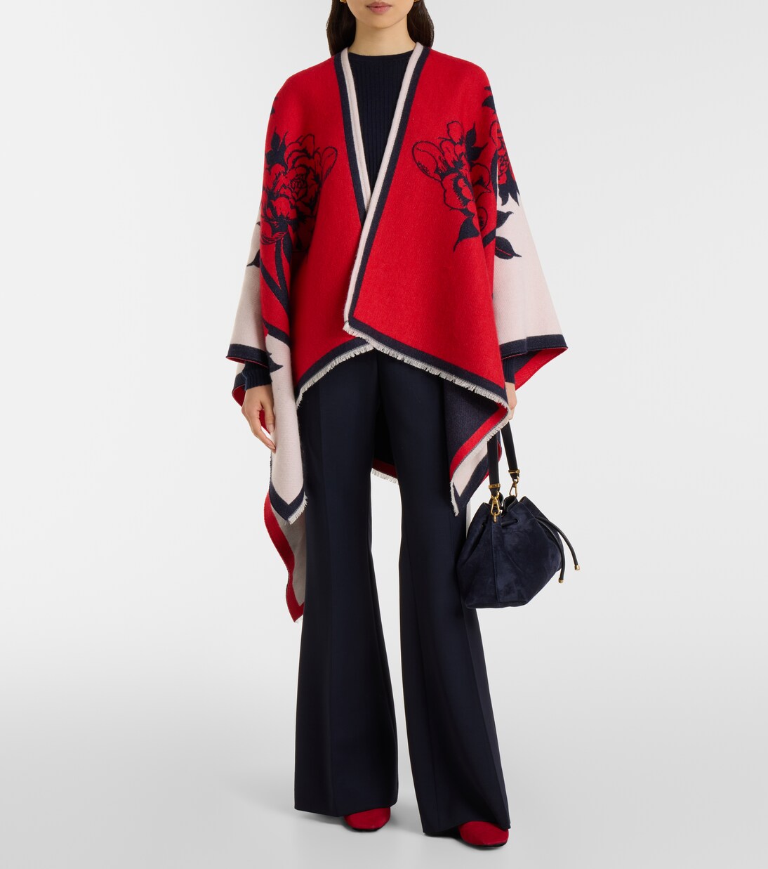 Poncho Soul de lana y seda floral | La DoubleJ