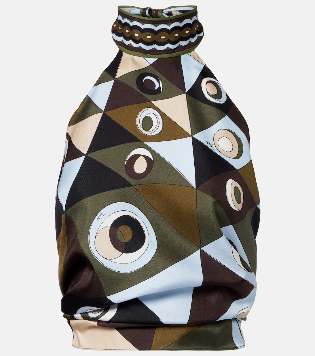 Occhi halterneck open-back silk twill top | Pucci