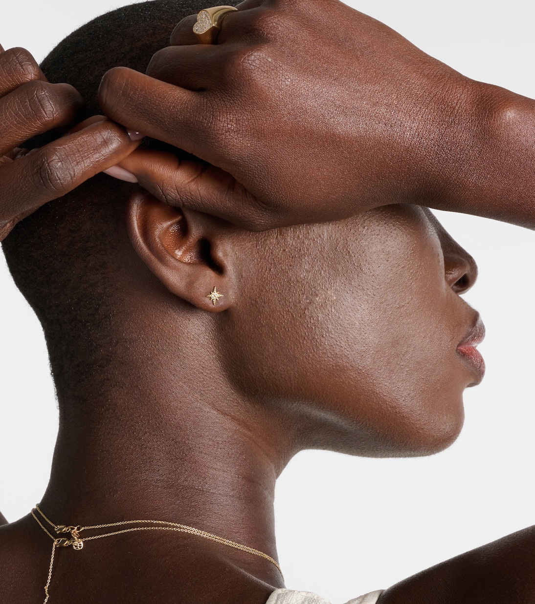 Starbust 14kt yellow gold stud earring with diamonds | Sydney Evan