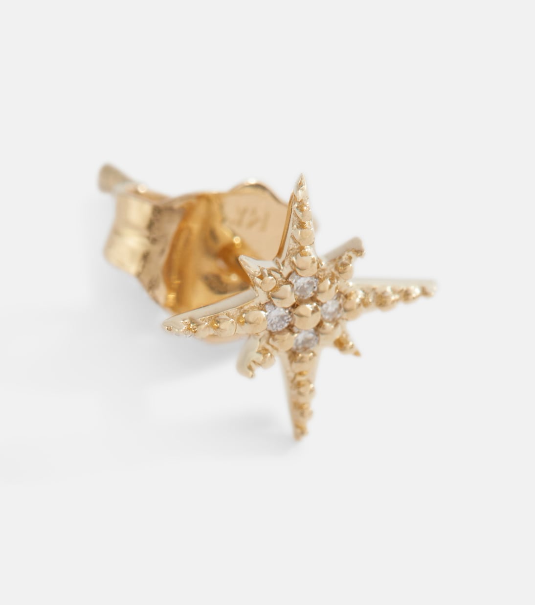 Boucle d’oreille unique Starbust en or jaune 14 ct et diamants | Sydney Evan